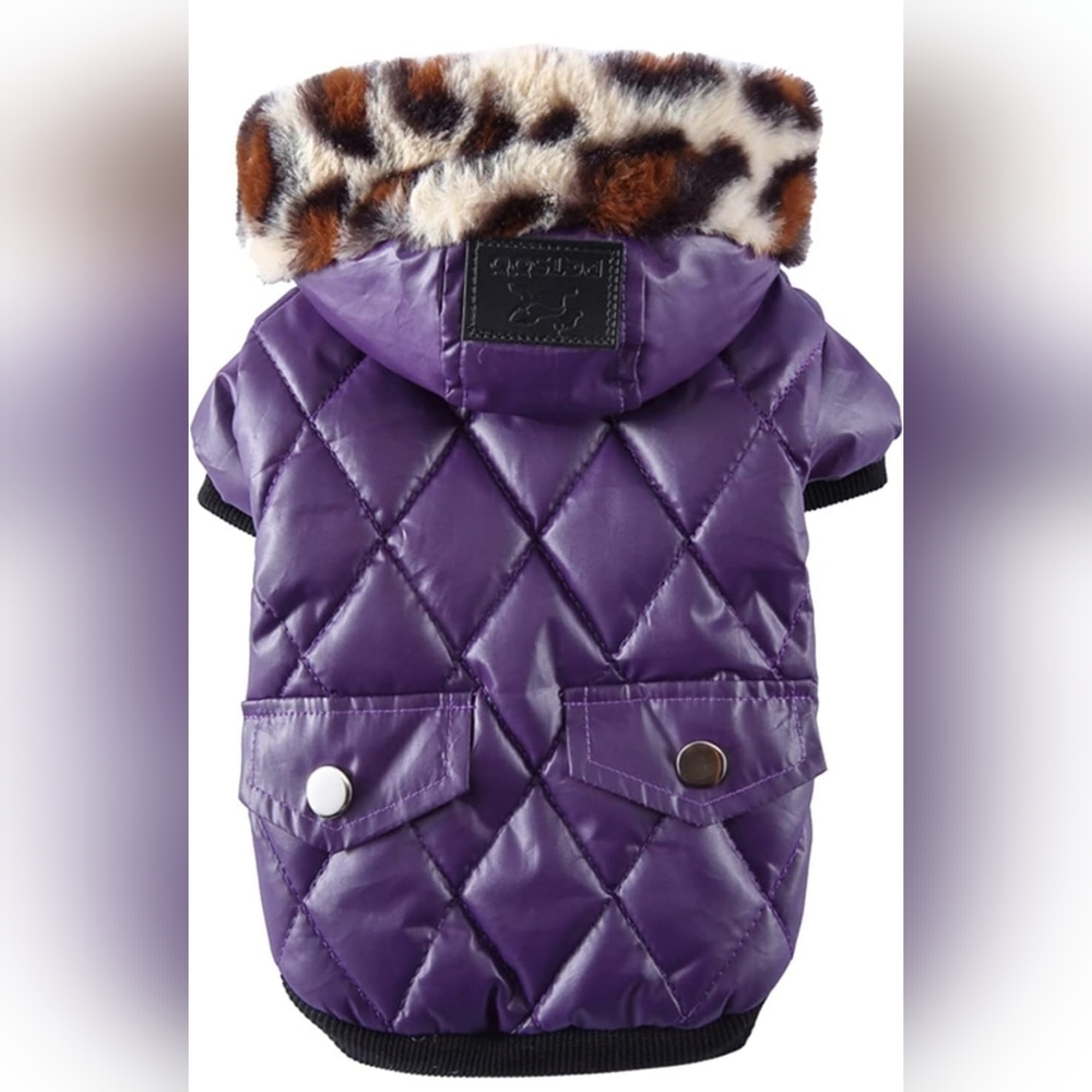 XS Hooded Jacket Warm Winter Coat Snowsuit for Small Dog(Purple)